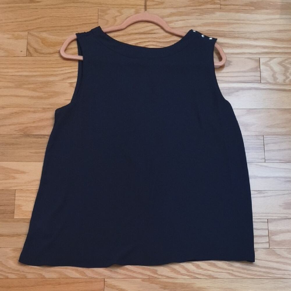 LOFT Navy Tank w/ Pearls Top Size L Gently Used